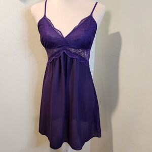 Purple Lace Trim Slip Dress Size XS